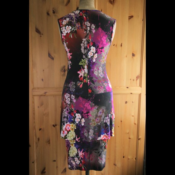 Sleeveless Dress Black Grey Floral Soft Jersey - Picture 6 of 12